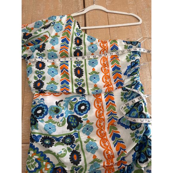 Mango ASYMMETRICAL PLEATED DRESS 100 % cotton excellent condition Sz 10 - Picture 10 of 13